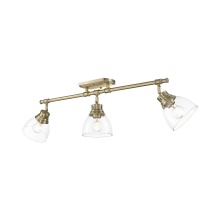 Golden 3602-3SF AB-CLR - Yep by Golden Lighting Duncan 3-light Semi-Flush Mount in Aged Brass and Clear Glass